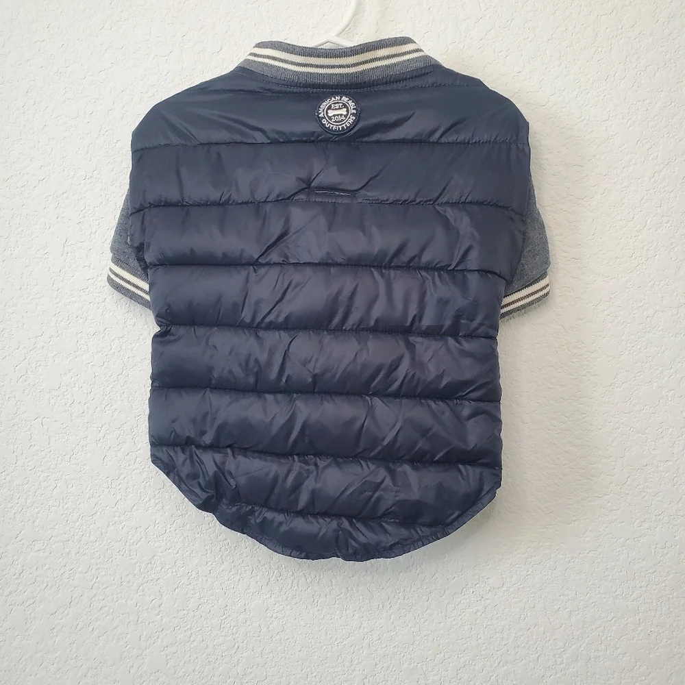 AE American Beagle Outfitters Navy Blue Varsity Style Pet Dog Puffy Jacket M